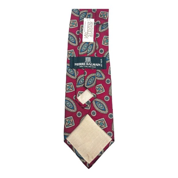 Pierre Balmain 100% Italian Silk Men's Tie Extra Long Burgundy - Picture 4 of 6
